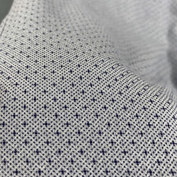 Peter Millar Button Up Mens Large Gray Shirt Blue Polka Dots Short Sleeves - Picture 3 of 13